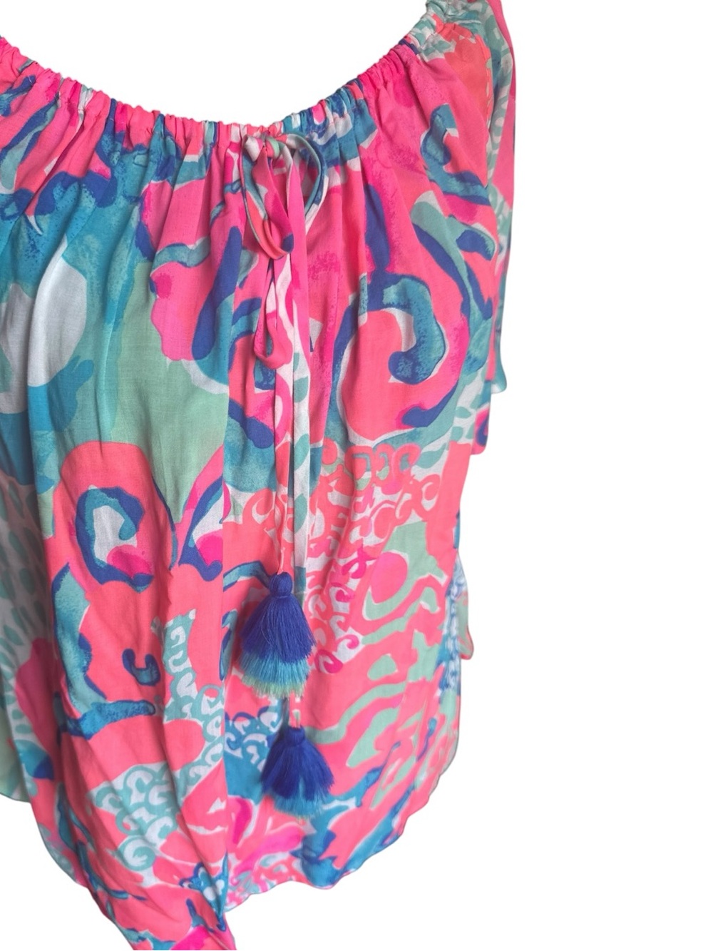 Lilly Pulitzer Sain Off-Shoulder Top – Coral Reef “I’m So Jelly” Small – NWT - Picture 3 of 12